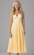 Isla | Pleated V-Neck Maxi Dress