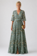Stella  | Floral V Neck Short Sleeve Maxi Dress