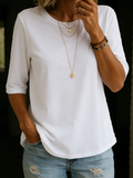 Lydia - Women's Crew Neck 3/4 Sleeve T-Shirt Relaxed Fit Top